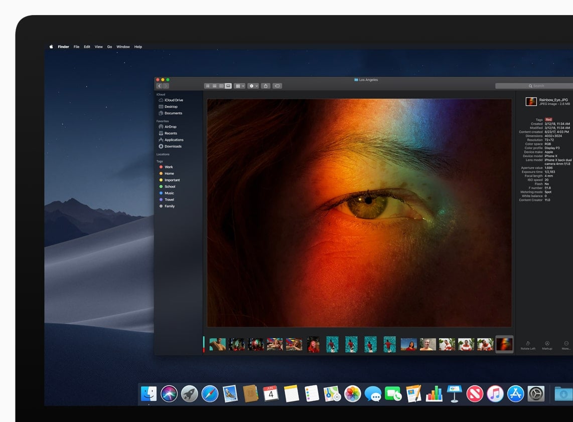 iMac macOS Mojave dark mode finder